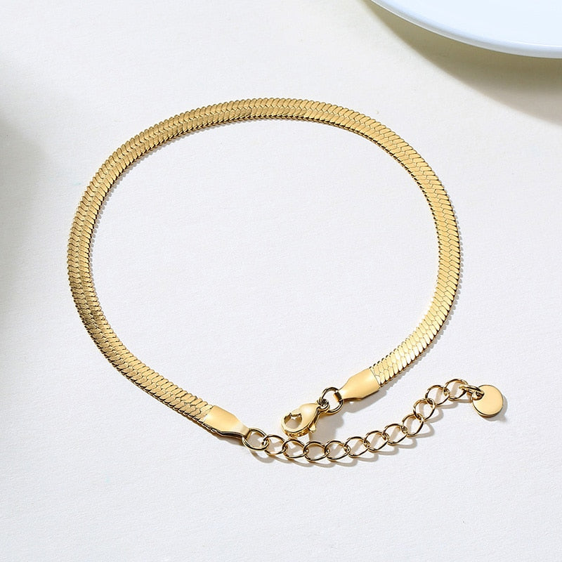 Snake Chain Anklet for Women Girls Adjustable Summer Beach Chain Anklet Bracelet Mother&#39;s Day Gifts Stainless Steel Not Allergic