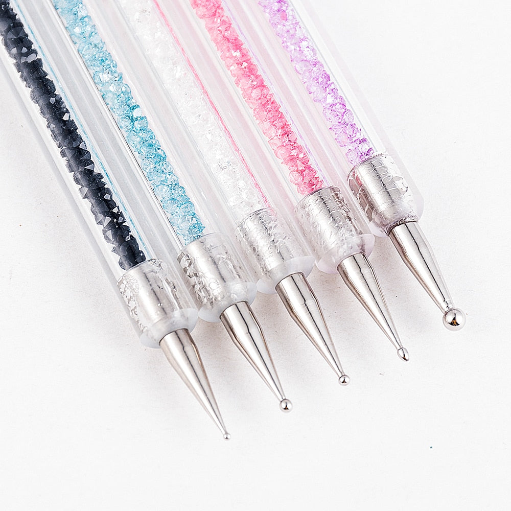 5 Pcs/Sets Nail Art Pen 2 In 1 Double Ends Dotting Drawing Painting UV Gel Liner Polish Brush Set Nail Art Dotting Tools