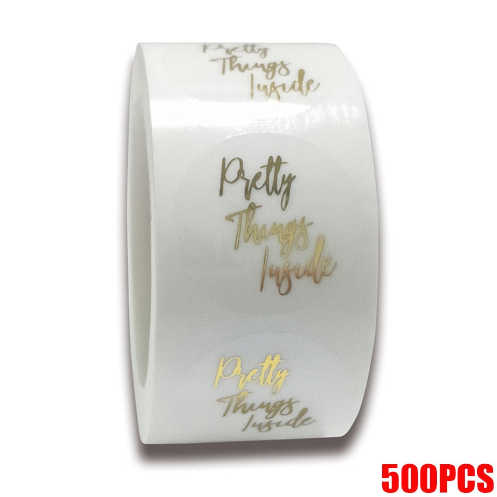 50-500pcs Labels 1inch Clear Gold Foil Thank You Stickers For Wedding Pretty Gift Cards Envelope Sealing Label Stickers