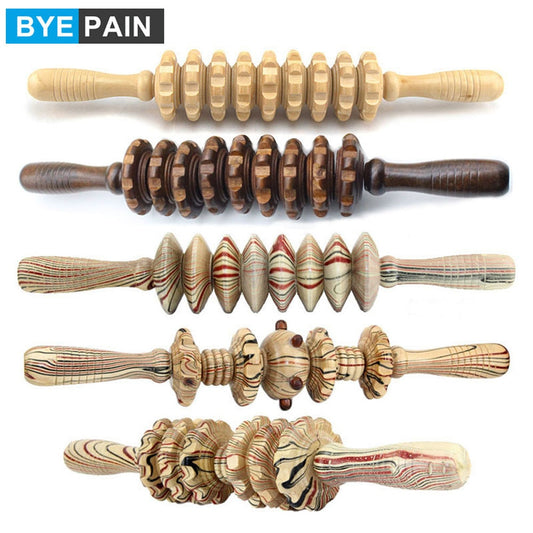 BYEPAIN Wooden Exercise Roller Sport Injury Gym Body Leg Trigger Point Muscle Roller Sticks Massager Health Care