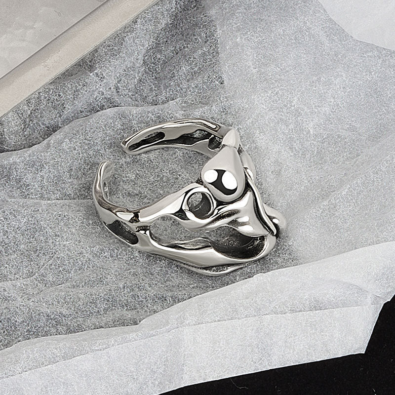 Silver Color Hollow Surface Bump Ring